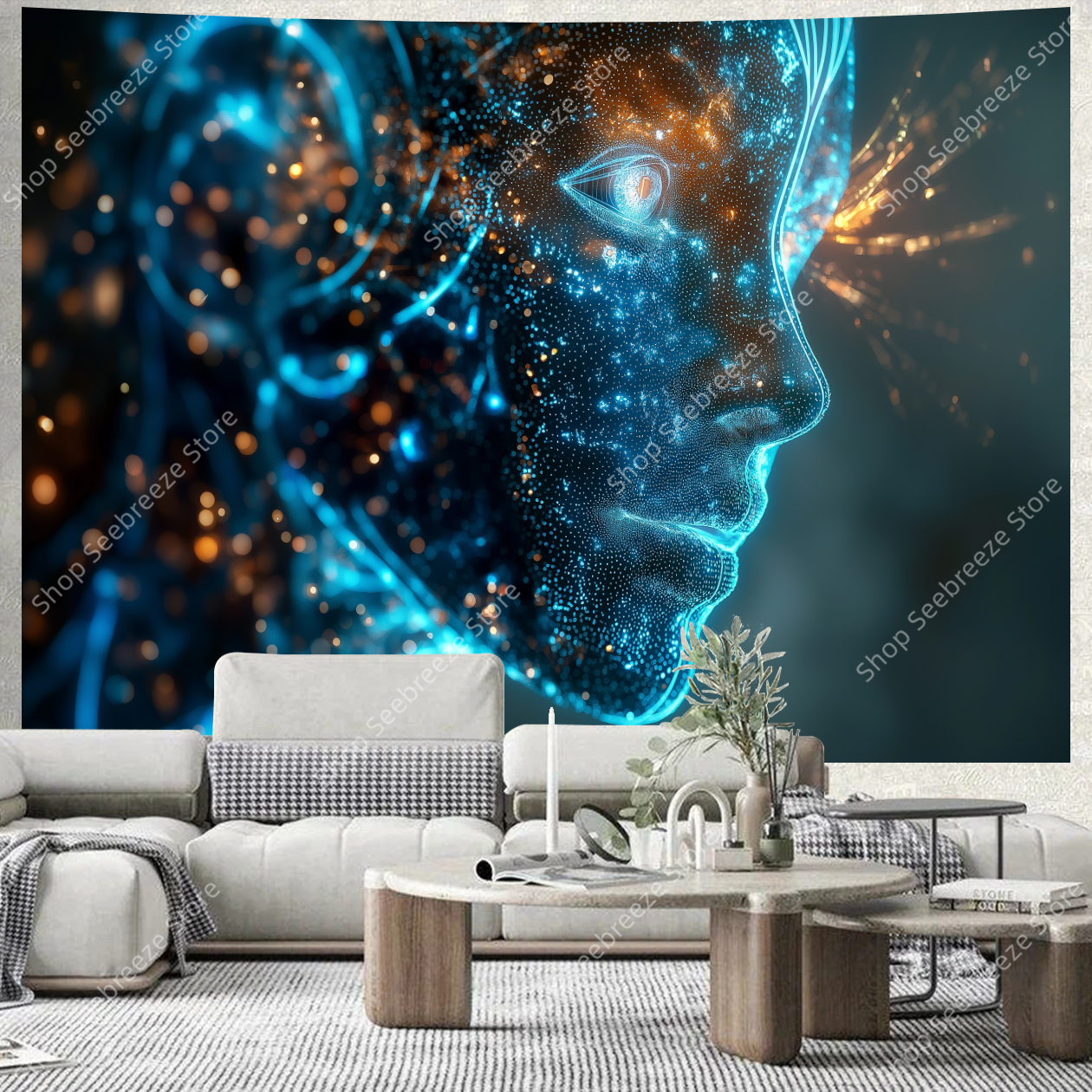 Cyberpunk Circuit Board Tapest - Tech Office Wall ulasan dan harga