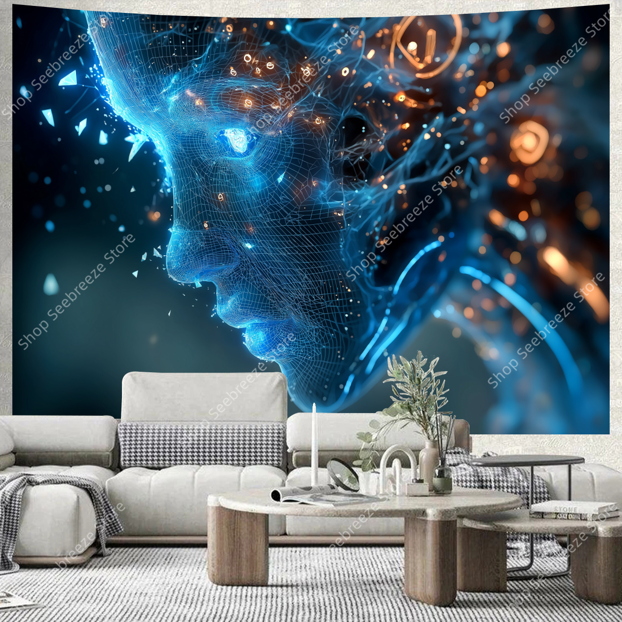 Cyberpunk Circuit Board Tapest - Tech Office Wall ulasan dan harga