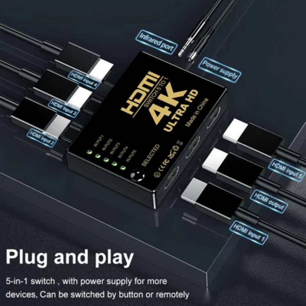 5x1 HDMI Switch HD 4K Video Sw - Hdmi Matrix Switch ulasan dan harga