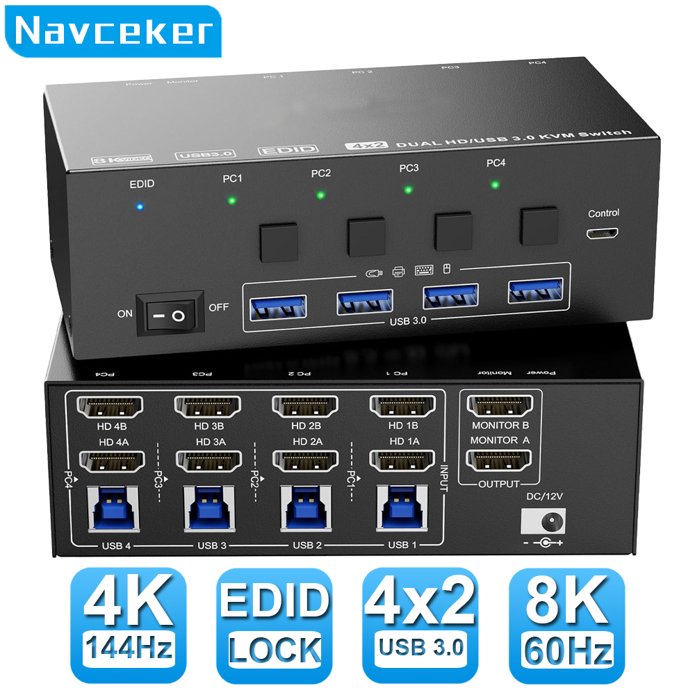 Navceker 8K KVM Switch HDMI 4  - Hdmi Matrix Switch ulasan dan harga