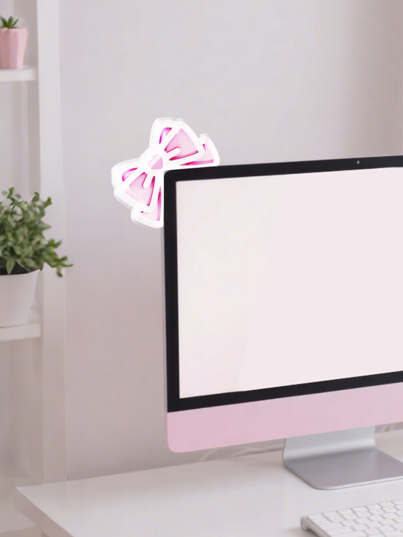 Kawaii Bow Monitor Decor Pink  - Office Technologies ulasan dan harga