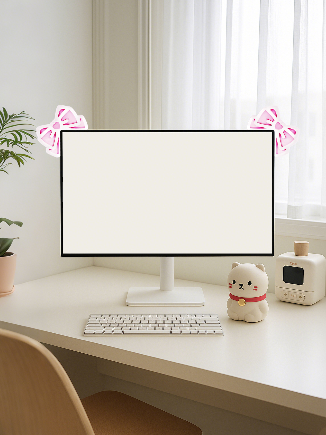 Kawaii Bow Monitor Decor Pink  - Office Technologies ulasan dan harga