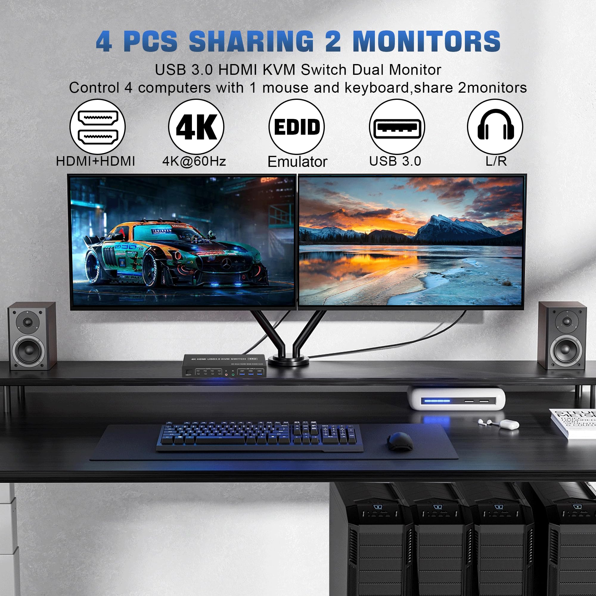 4K USB 3.0 KVM Switch HDMI Dua - Hdmi Matrix Switch ulasan dan harga